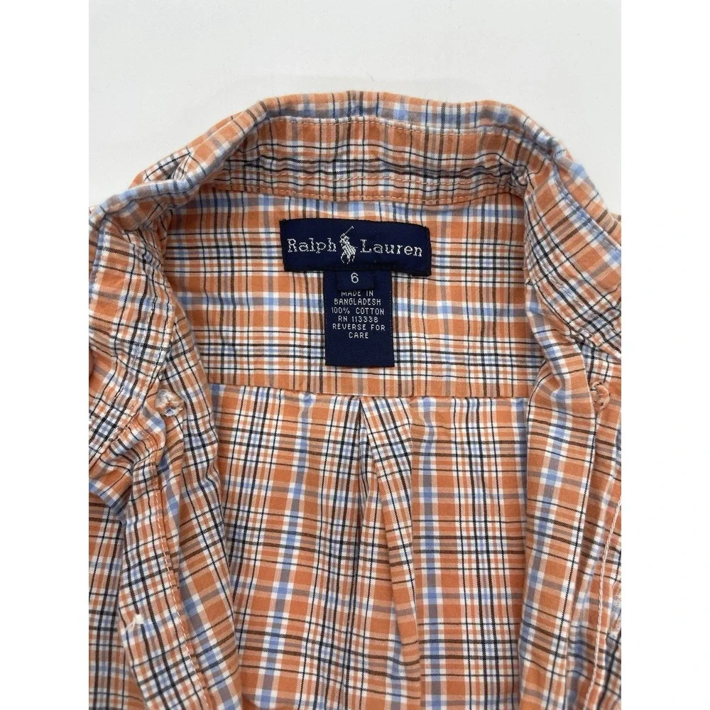Boys Ralph Lauren button up shirt Size 6‎ Years short sleeve plaid Casual Summer